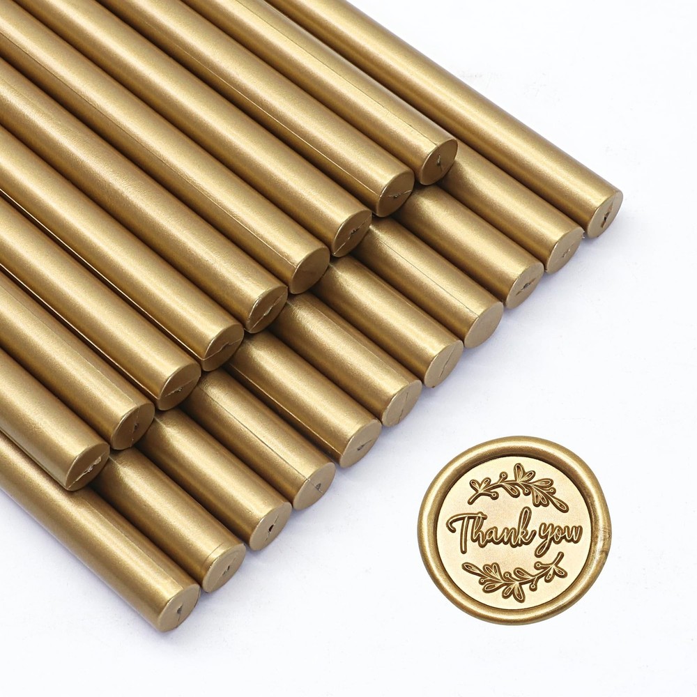 SWANGSA 20 Pieces Glue Gun Sealing Wax Sticks Antique Gold for Wax Seal Stamp…