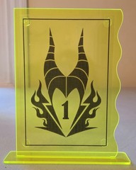 Maleficent Table Numbers with Stands 1-13, 5×7 Acrylic Pink & Yellow Event Decor
