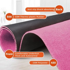 4ftx10ft Pink Carpet Runner, 450GSM Extra Thick Non-Slip TPR Rubber, Indoor/O…