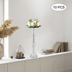 10 Pcs Silver Vases Wedding Tables Centerpieces Vases 19.7″ Height Flower Vases