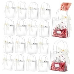 PCS Clear Plastic Gift Bags with Handles, 5.9 x 4.92 x 50 5.9×4.92×2.75 Inch