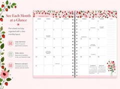 2026-2027 Weekly & Monthly Planner, 16-Month Designer: Strawberry Patch