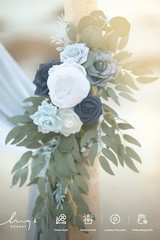 Beautiful Dusty Blue and Navy Artificial Flower Arch Kit – 4-Piece Durable Decor