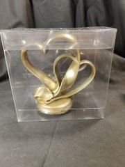 His & Hers Wedding Cake Topper Gold 2 Double Intwined Hearts w/ Crystal Accents