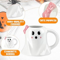 Baderke 2 Pcs 12 oz Halloween Ghost Mugs Spooky Mr and Mrs Coffee Cups Boo