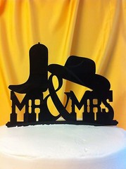 Western Boot Hat MR & MRS Wedding Cake Topper MADE In USA…..Ships from USA