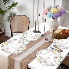 50PCS Floral Paper Placemats – Disposable Table Mats – Pastel Daisy & Butterfly