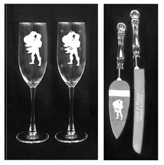 Disney Ariel Prince Princess Wedding cake server set glasses personalized