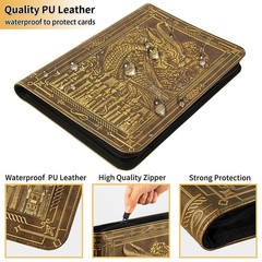 TIANREN Card Binder 9 Pocket, 3D PU Leather Album with Zipper, 360 Side Loadi…