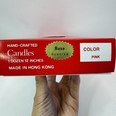 Pastel Pink Rose Taper Candle 12” Hand Dipped Candles Wedding Baby Shower Box 12