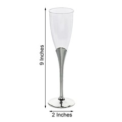 5 oz Disposable SILVER PLASTIC Base Wedding FLUTES Glasses Party Event TABLEWARE