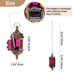 2 Pcs Hanging Hexagon Decorative Moroccan Candle Lantern Holders, 2pcs, Brown