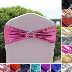 75 Metallic Spandex Chair Sashes with Silver Buckles Party Wedding Decorations