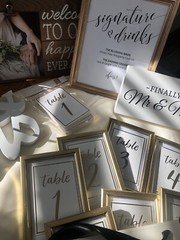Gold Wedding Table Decorations (Table Numbers, Signage, Tablecloth & more!)