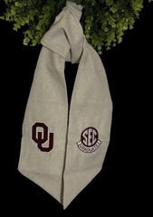 University of Oklahoma (OU) Cotton Wreath Sash (2 Logos) 40k Stitch SEC Graduate
