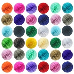 10-40pcs Multi-Color HoneyComb Tissue Paper Ball Lantern Pom Poms Wedding Decor