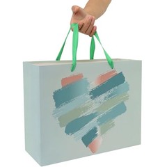 wishinside 13″ Large Mint Green and Peach Gift Bag Set with Greeting Card and