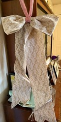 Large Lace & Burlap Floral Bow Hanging Decoration for Wedding, Reusable 12 pc