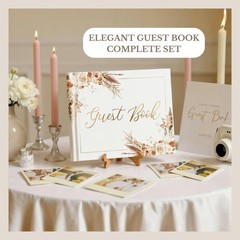 Wedding Guest Book for Guests to Sign, Elegant Guestbook Neutral