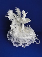 New Vintage Bakery Crafts «Cherish» Cherub Fountain Wedding CakeTop #413