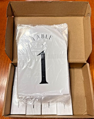NEW Wedding, Event Table Numbers w/ Stands 1-10, 5×7 Acrylic Display White Arch