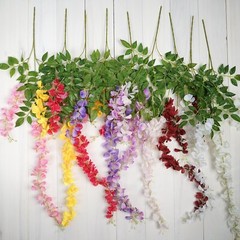 WHITE 44″ tall Silk Wisteria Flowers Hanging Vine Bush Wedding Centerpieces