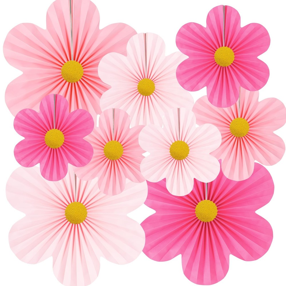 Pink Party Decorations Paper Flowers Decorations for Wall Classroom Paper Fan…