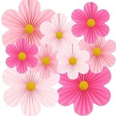 Pink Party Decorations Paper Flowers Decorations for Wall Classroom Paper Fan…