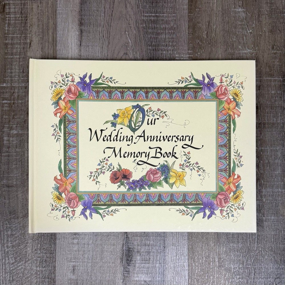 Our Wedding Anniversary Memory Photo Book Vintage 1997 Bridal Gift Floral Empty