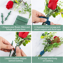 4 Pieces Elastic Pearl Wrist Bands and 15 Pairs Floral Boutonniere Magnets Corsa