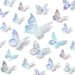 48 Pcs Iridescent 3D Butterfly Wall Decor Iridescent Party Iridescent 8