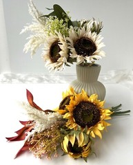 Rustic Pampas Grass Sunflower Cream Yellow Pre Made Bouquet Bunch Pampas Grass