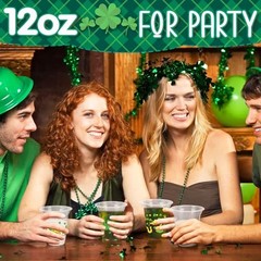 St Patrick’s Day Disposable Cups – 50pcs 12oz Green Shamrock St Patricks Cups