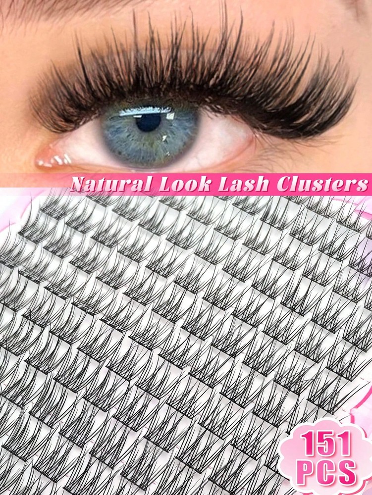 151 Pcs D Curl Natural Wispy Individual Lash Clusters For Daily Use