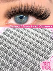 151 Pcs D Curl Natural Wispy Individual Lash Clusters For Daily Use
