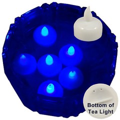 NEW 6 Blue Led Floating Floral Tea Light Candle for Wedding Centerpiece Decor
