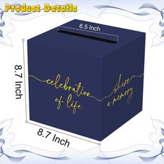 Navy Blue Celebration of Life Card Box with Gold Lettering, Share a Memory Funer