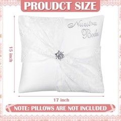 Set of 2 Wedding Kneeling Pillows Cover, 17 x 15 Inch Embroidered Classic