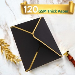 (50 Pack 5×7 Inch) Black Envelopes for Invitations with Gold inches