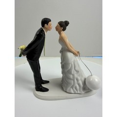 Weddingstar Ball and Chain Funny Wedding Cake Topper Porcelain Figurine Rare