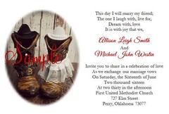 100 Personalized Custom Rustic Western Cowboy Texas Wedding Invitations Set