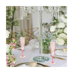 100PCS Plastic Champagne Flutes,7.1Oz Acrylic Pink Wine Glasses Goblets Reusa…