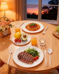 WONDERFUL 32pcs Plastic Plates Reusable Unbreakable Dinnerware Set Dishes White
