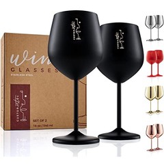 Stemmed Stainless Steel Wine Glasses – 18 oz Unbreakable Goblets for Black