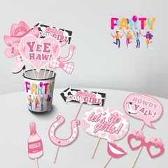 Western Themed Photo Booth Props – 27 Pcs Let’s Go Selfie Props Favors