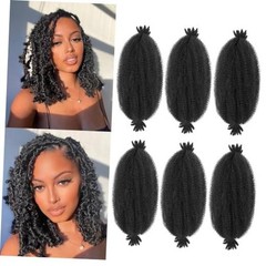 Springy Afro Twist Hair 6 Packs Marley Twist 10 Inch (Pack of 6) 1B# (Black#)