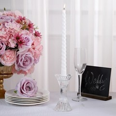 2 Clear 5 in Hour Glass Reversible Pillar and Taper CANDLE HOLDERS Party Events