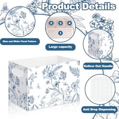 2 Pcs Blue and White Utensil Holder Paper Utensil Caddy for Wedding Floral