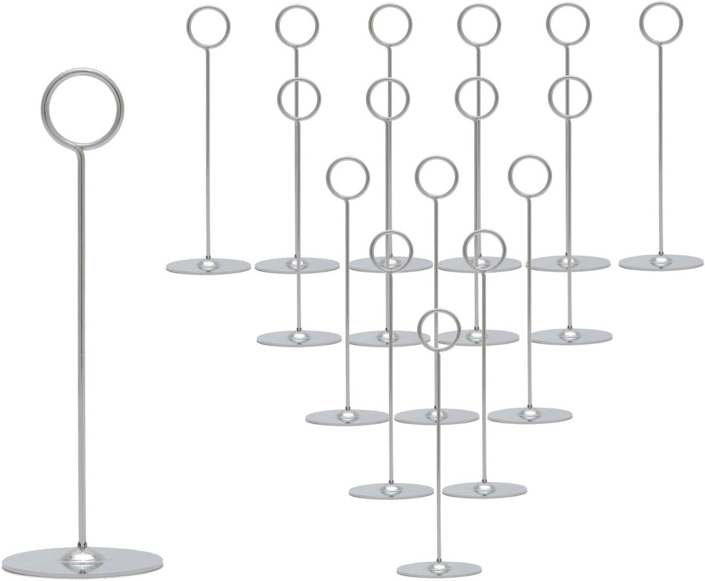 16 Pack Table Card Holder 8 Inches Silver Place Steel Card Holders for Photos