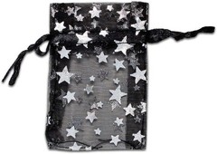 100-Pack 4×6 Sheer Organza Drawstring Gift Bags (Medium) – Metallic Stars (Wh…
